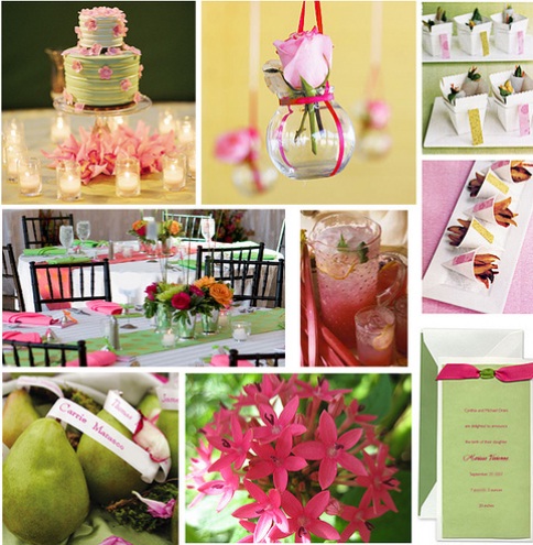 pink green colors for spring wedding