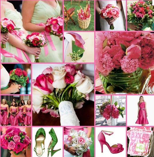 navy pink and green wedding