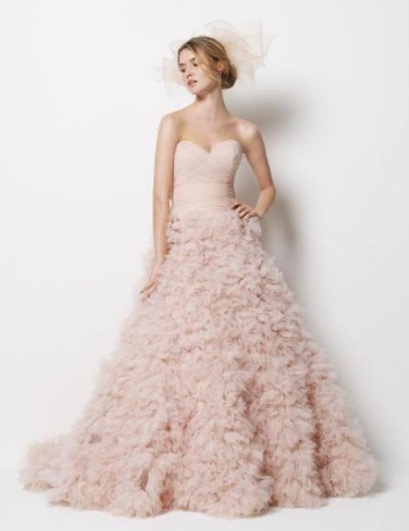 pastel pink wedding dress