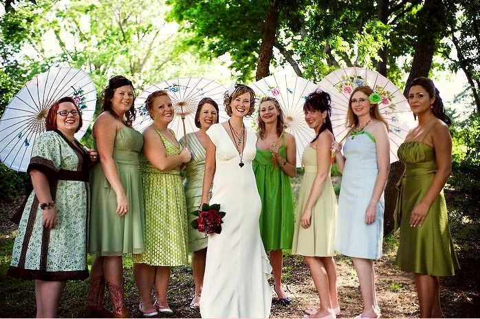 bridesmaids wear own dresses