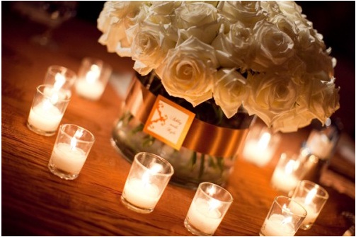 candles centerpiece white rose
