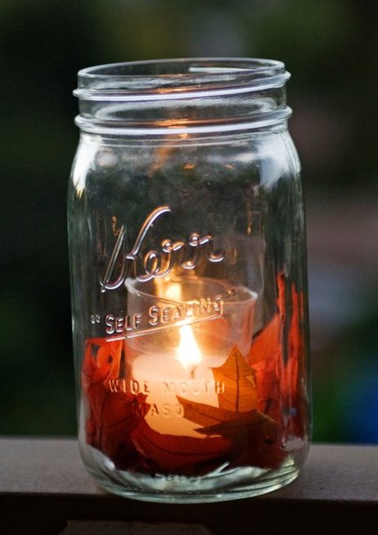 foliage mason jar candle centerpieces