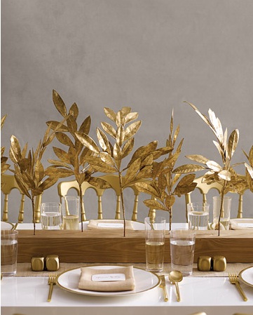 gold leaves branch wedding centerpieces