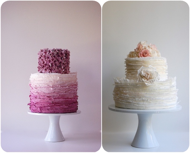 gradient ruffle ombre wedding cakes