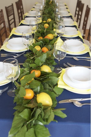 lemon leaf garland long table