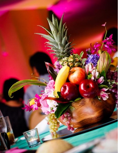 mixed tropical fruit wedding centerpieces