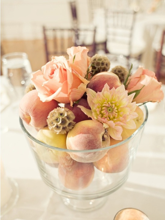 peach flower wedding centerpiece