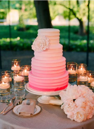 pink ombre wedding cake