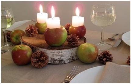 apple candle holder pine cone centerpieces