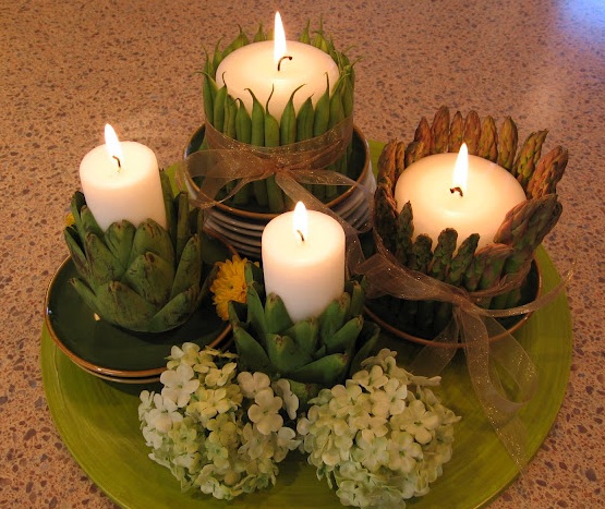 artichoke bean asparagus candle holders