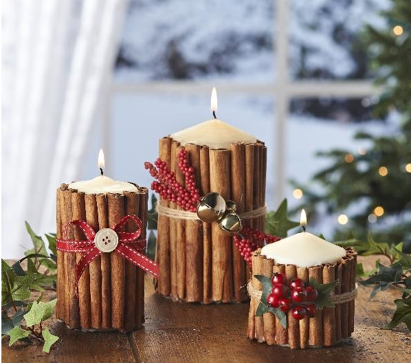 berry cinnamon stick candle holders