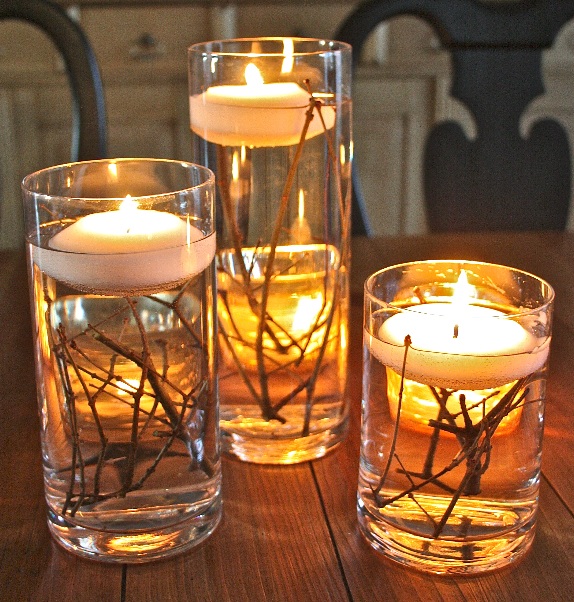 branch floating candle centerpieces