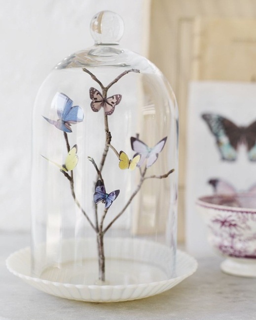 butterfly branch glass dome centerpiece