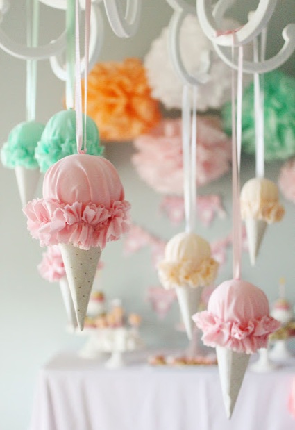 diy hanging ice cream cones