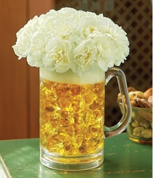 flowers beer mug centerpieces