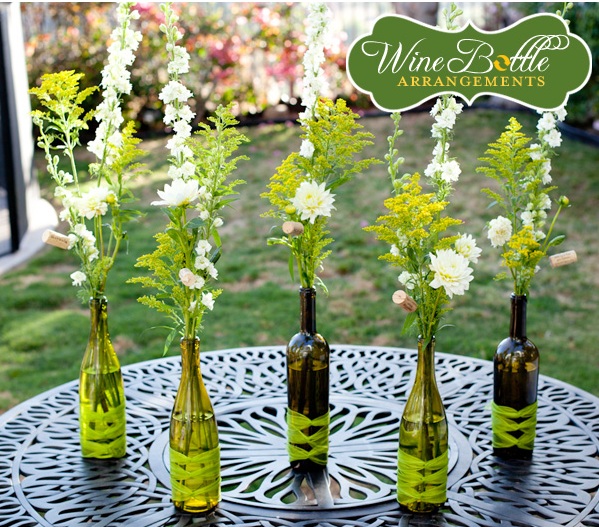 flowers wine bottle centerpieces