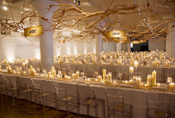 glamorous candle centerpieces hanging branches