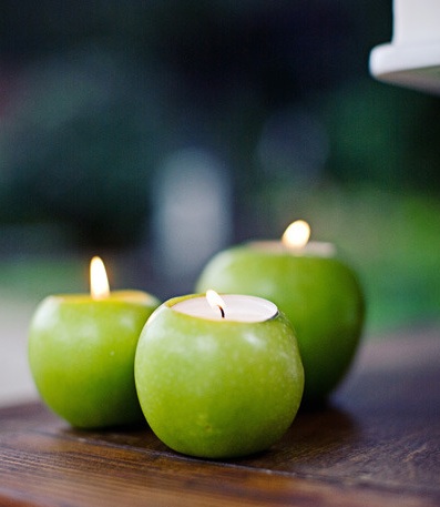 green apple candle holders