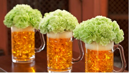green flower beer mug centerpieces