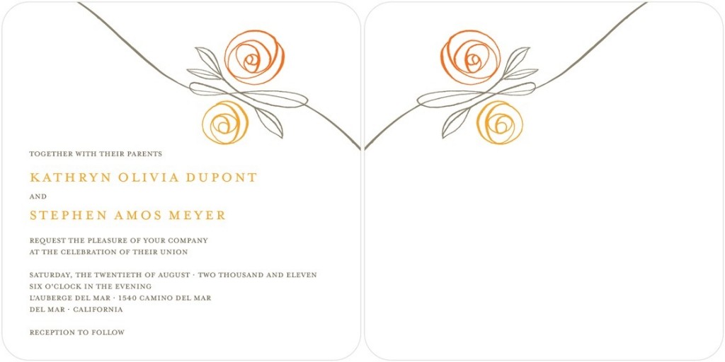 orange rose wedding invitations