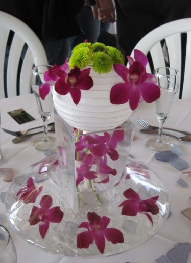 orchid paper lantern centerpiece
