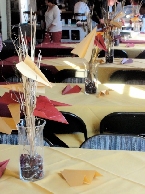 paper airplane branches centerpieces