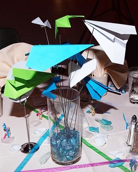 paper plane centerpiece table number
