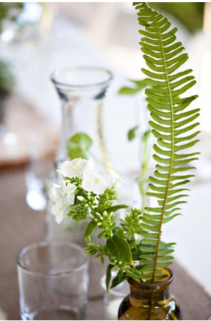 simple fern flower bottle centerpiece
