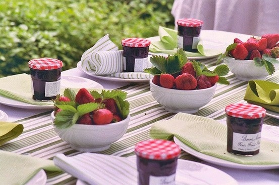 simple strawberry centerpieces