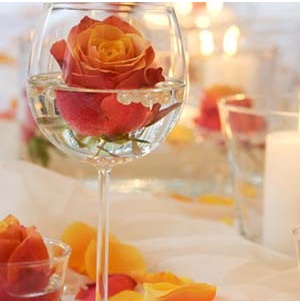 single rose wine glass centerpiece