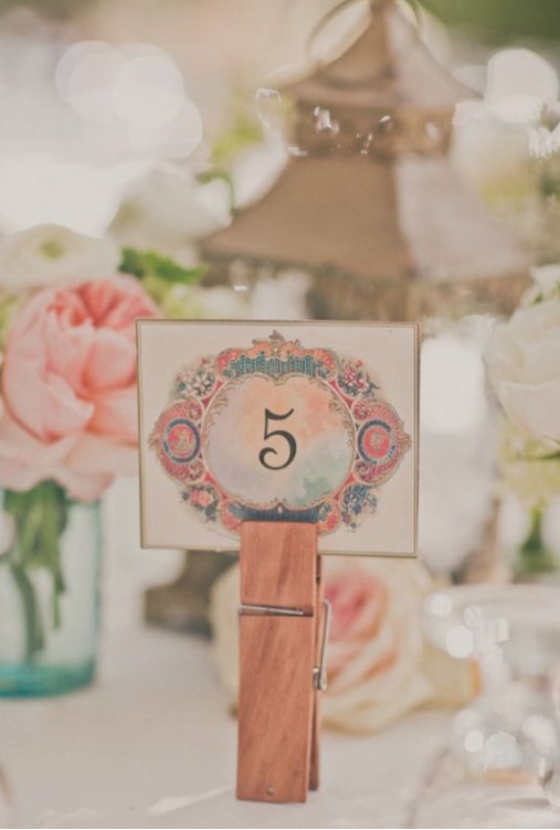 vintage clothespin table name holder