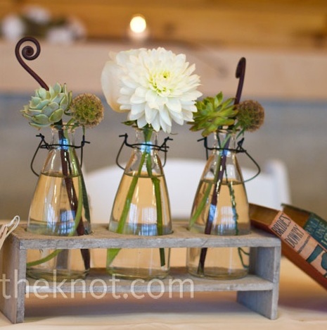 milk bottle wedding centerpieces