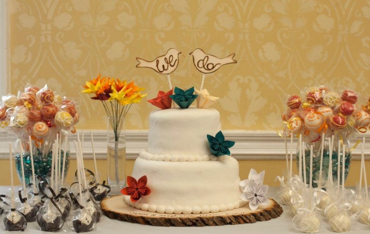 simple wooden bird cake toppers