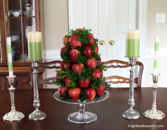 red apple herb winter wedding centerpiece