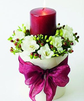 freesia wedding centerpiece candle